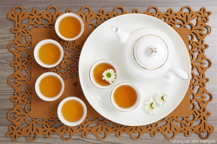 Bộ 8 món ấm trà sứ Minh Châu MC-BAT05 Màu Trắng