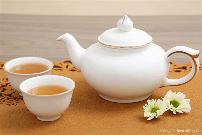 Bộ 8 món ấm trà sứ Minh Châu MC-BAT05 Màu Trắng