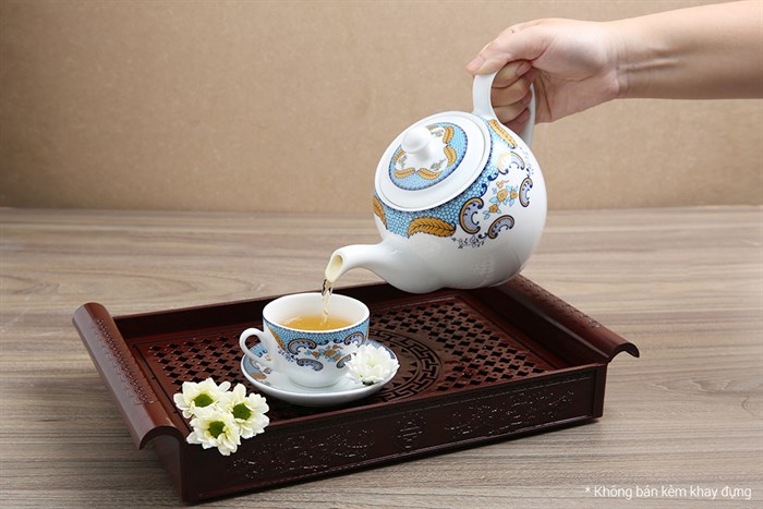 Bộ 14 món ấm trà Sứ Sương SSA018 Màu Trắng