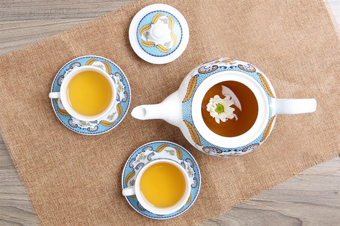 Bộ 14 món ấm trà Sứ Sương SSA018 Màu Trắng