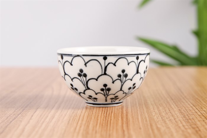 Bộ ấm trà kèm khay gỗ 8 món UNC FTS17 10 Hoa bèo Màu Trắng - Xanh