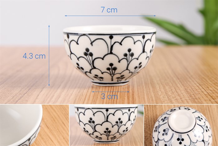 Bộ ấm trà kèm khay gỗ 8 món UNC FTS17 10 Hoa bèo Màu Trắng - Xanh