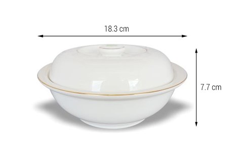 Thố cơm sứ Minh Châu chỉ vàng có vành LC1802CV