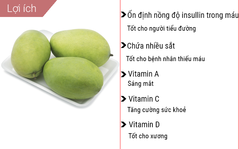 Xoài cát bồ cung cấp vitamin A, C, D tốt cho cơ thể