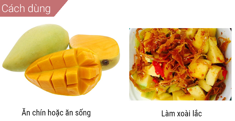 Xoài cát bồ ăn chín hoặc ăn sống, làm xoài lắc 