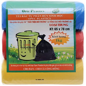 Túi rác tự hủy sinh học lớn 65x78cm (03 cuộn, 1kg) Opec