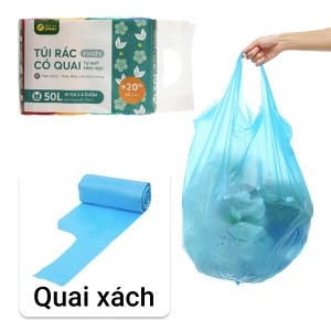 Lốc 4 cuộn túi rác nhiều màu quai xách tự huỷ sinh học Bách Hóa XANH 60x90cm