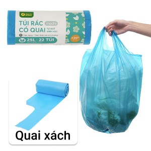 1 cuộn túi rác màu quai xách tự huỷ sinh học Bách Hóa XANH 54x70cm