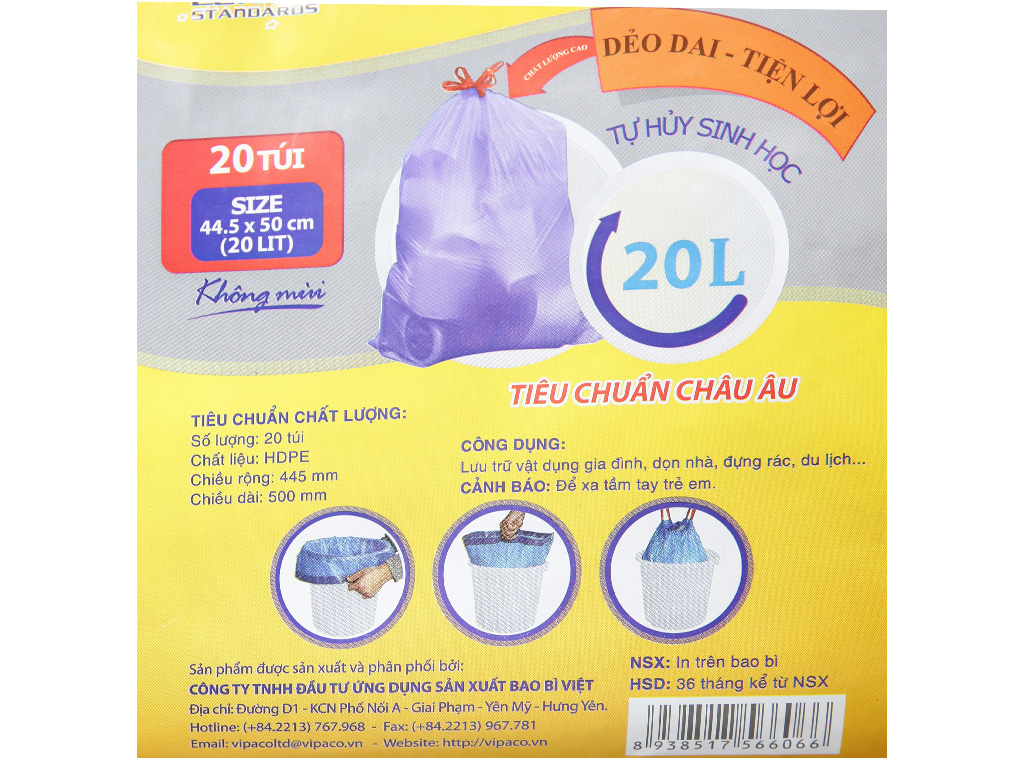Túi rác dây rút Vipaco 44.5x50cm giá tốt tại Bách hoá XANH