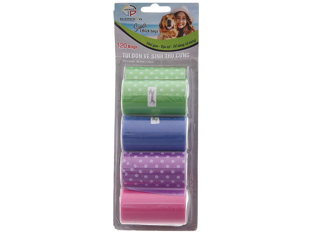 Lốc 8 cuộn túi dọn vệ sinh thú cưng Vipaco 22.8×35.5cm 1