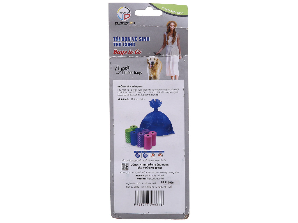 Lốc 8 cuộn túi dọn vệ sinh thú cưng Vipaco 22.8×35.5cm 3