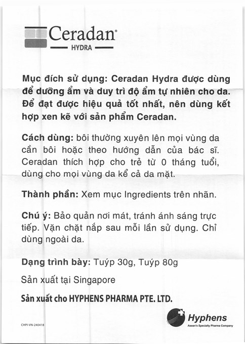 Kem Ceradan Hydra duy trì độ ẩm tự nhiên cho da
