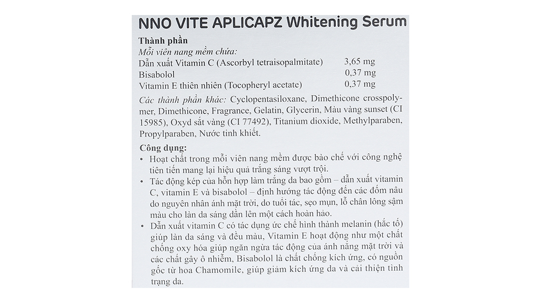 Serum NNO Vite Aplicapz dưỡng trắng da