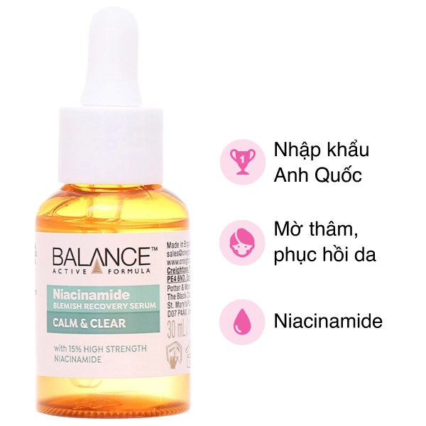 Tinh Chất Ngừa Mụn Mờ Thâm Niacinamide Balance Active Formula 30 Ml