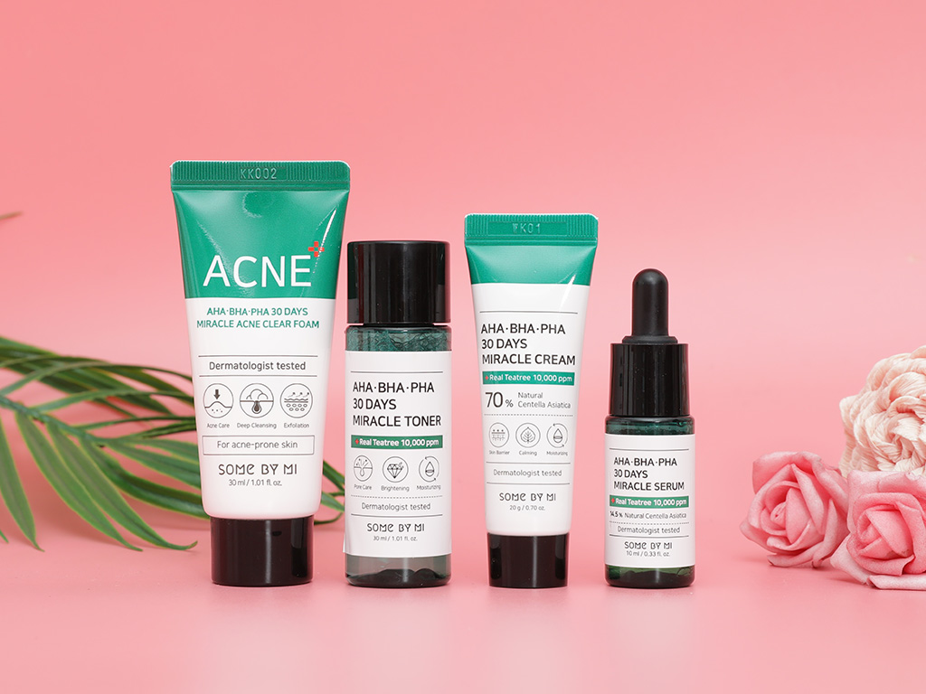 Bộ sản phẩm Some By Mi AHA-BHA-PHA 30 Days Miracle AC SOS Kit (4 Items) cải thiện da mụn từ rau má 5