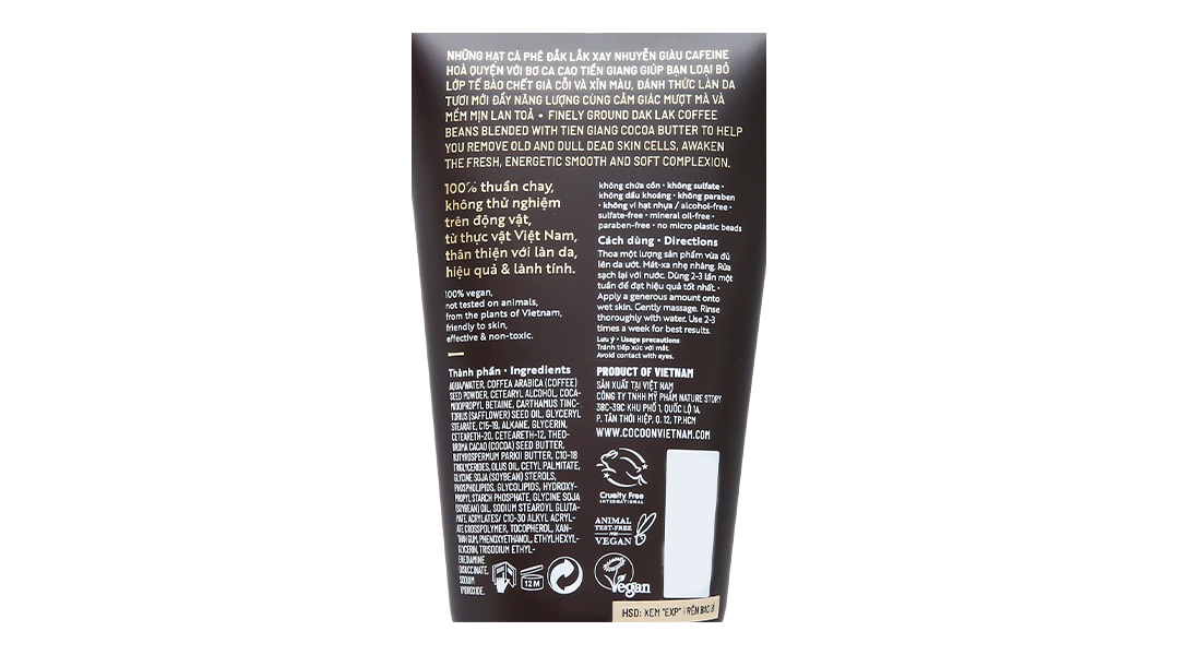 Tẩy tế bào chết Cocoon hạt cà phê Đắk Lắk làm sạch da mặt