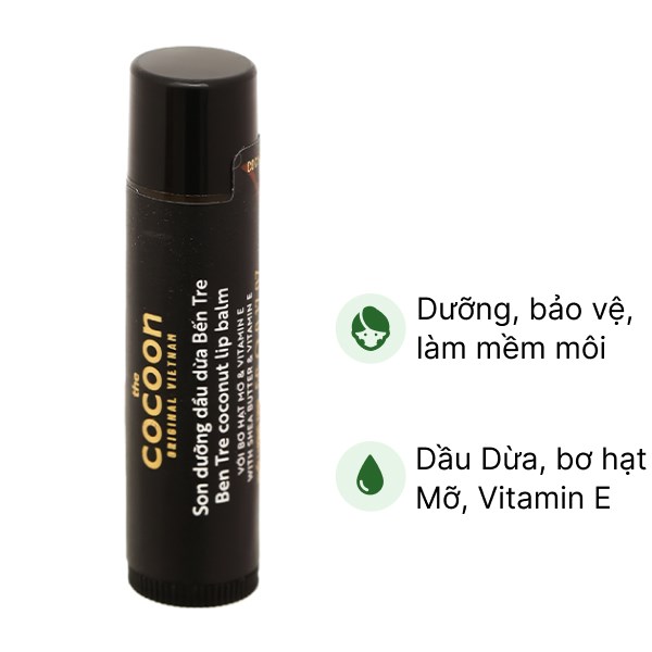 Son dưỡng Cocoon dầu dừa Bến Tre bảo vệ, chống khô môi thỏi 5g