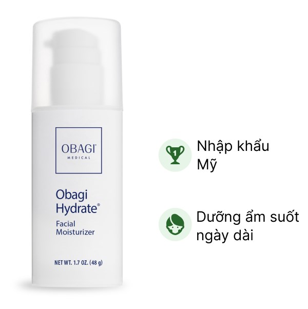 Kem dưỡng ẩm Obagi Hydrate Facial Moisturizer giúp da mịn màng, đủ ẩm