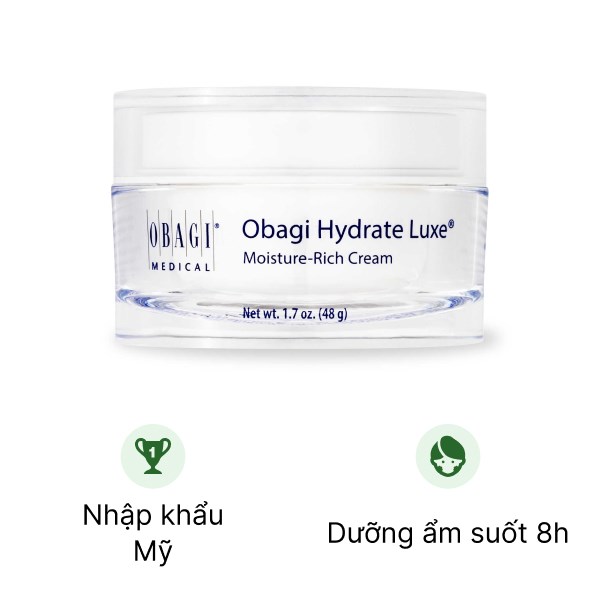 Kem dưỡng ẩm Obagi Hydrate Luxe Moisture-Rich Cream cấp ẩm tức thì hũ 48g