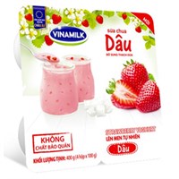 Sữa chua ăn Vinamilk hương dâu hộp 100g (Lốc 4 hộp)