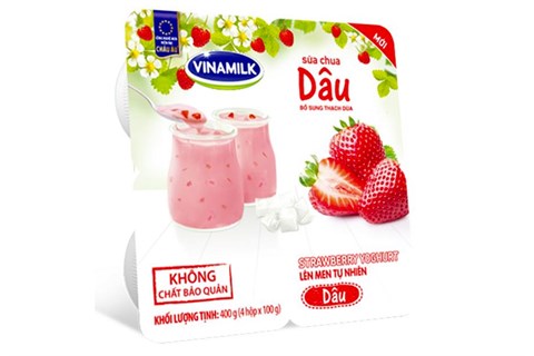 Sữa chua ăn Vinamilk hương dâu hộp 100g (Lốc 4 hộp)