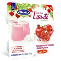 Sữa chua ăn Vinamilk Lựu Đỏ hộp 100g (Lốc 4 hộp)