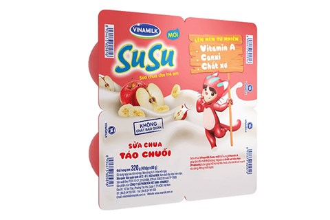 lốc 4 hộp Sữa chua táo chuối SuSu Vinamilk cho bé khoẻ mạnh