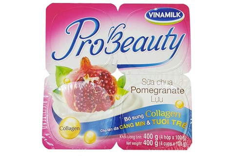 lốc 4 hộp Sữa chua lựu Probeauty Vinamilk hộp 100g giúp làn da săn chắc