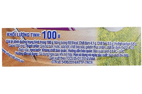 Sữa chua Không đường Kefir Vinamilk hộp 100g (lốc 4 hộp)