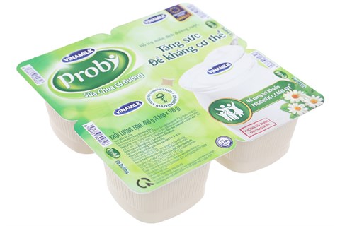 Sữa chua ăn có đường Vinamilk Probi hộp 100g (lốc 4 hộp) được lên men tự nhiên