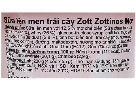 SỮA CHUA ĂN ZOTT ZOTTINOS VỊ MƠ 55G LỐC 4-3