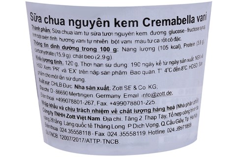 SỮA CHUA ĂN ZOTT CREMABELLA KEM VANI HỘP 120GR-2