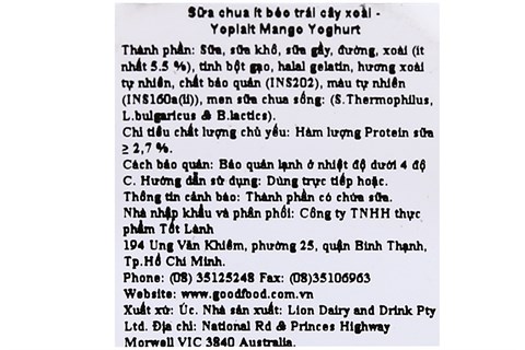 Sữa chua trái cây tươi Ít béo Yoplait Lite vị Xoài 125g-4