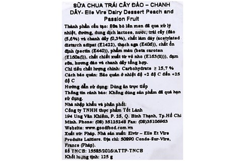 Sữa chua Elle & Vire vị Đào, Chanh dây 125g-3