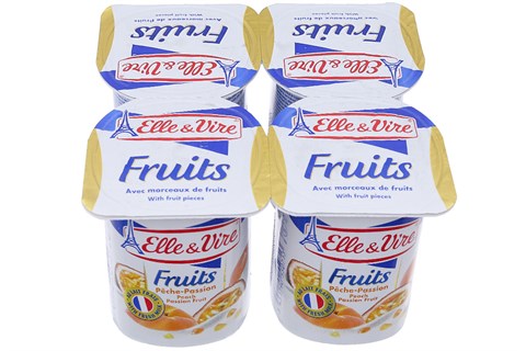 Sữa chua Elle & Vire vị Đào, Chanh dây 125g (4 hộp)-2