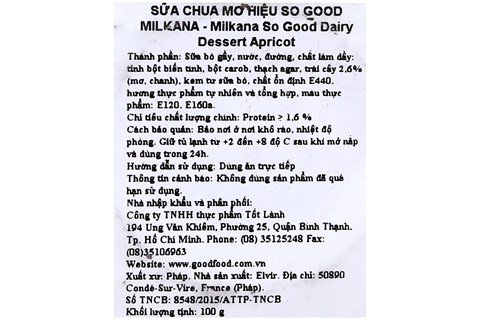 Sữa chua milkana vị Mơ 100g (4 hộp)