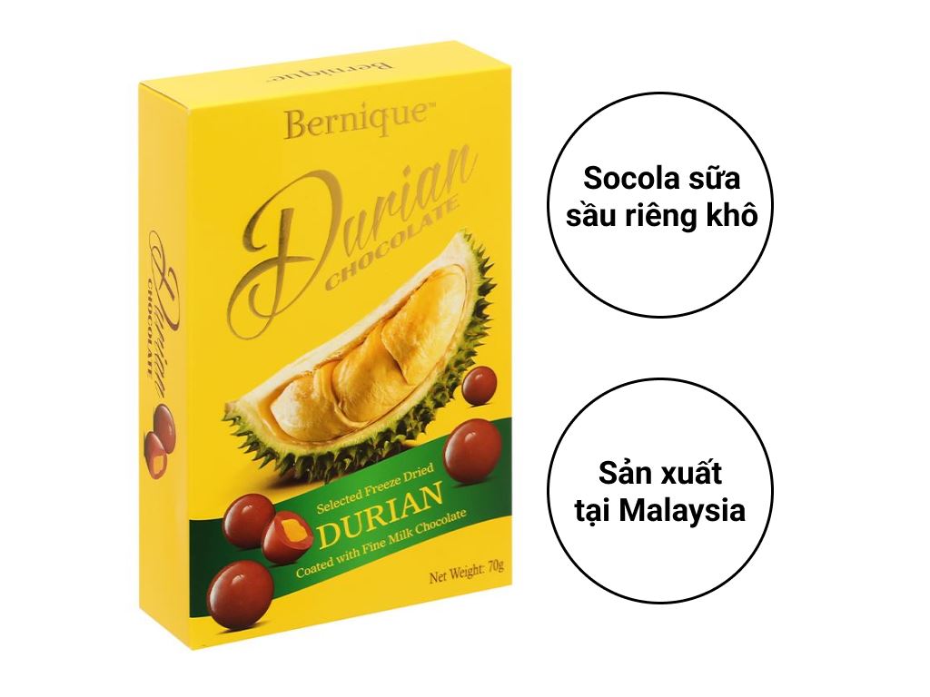 Socola sữa sầu riêng khô Bernique hộp 70g 2