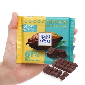 Socola đen 61% cacao Ritter Sport thanh 100g