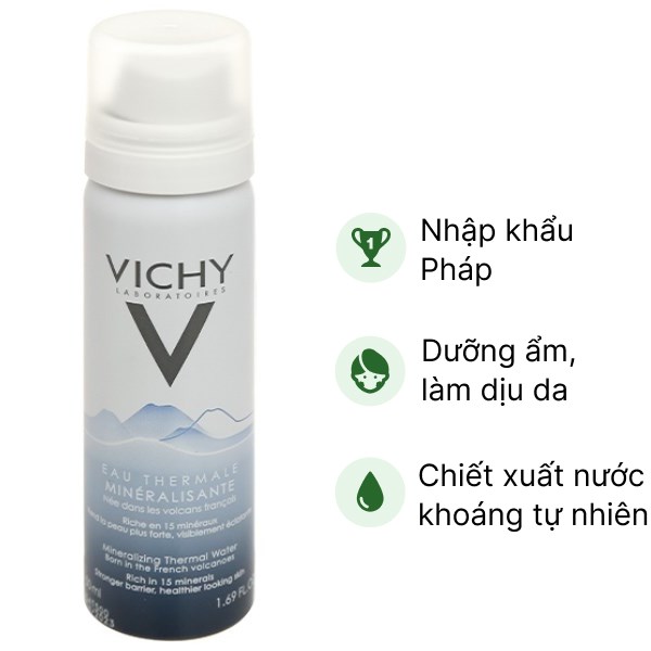 Xịt khoáng Vichy Eau Thermale Mineralizing Thermal Water giữ ẩm, bảo vệ da chai 50ml
