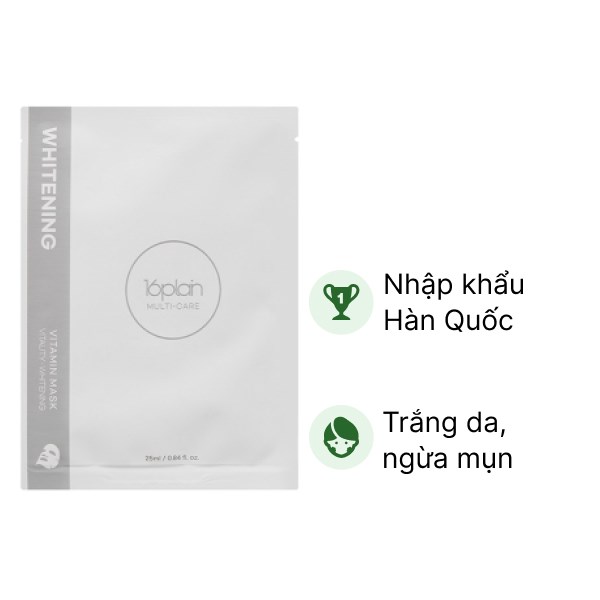 Mặt nạ 16plain Multi-Care Whitening Vitamin Mask dưỡng trắng da miếng 25ml