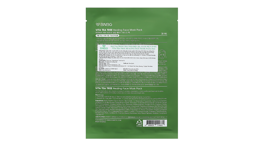 Mặt nạ BNBG Vita Tea Tree Tràm trà thải độc da, giảm mụn
