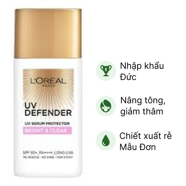 Kem chống nắng L'Oréal UV Defender Bright & Clear SPF 50+/PA++++