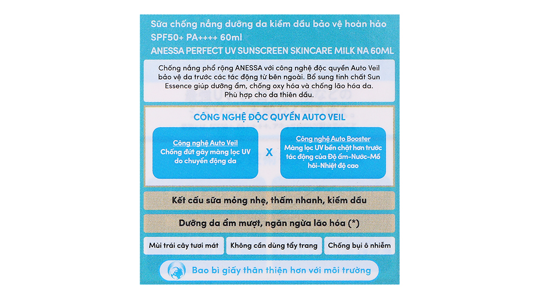Sữa chống nắng Anessa Perfect UV Sunscreen Skincare Milk SPF 50+/PA++++ kiềm dầu chai 60ml - 20