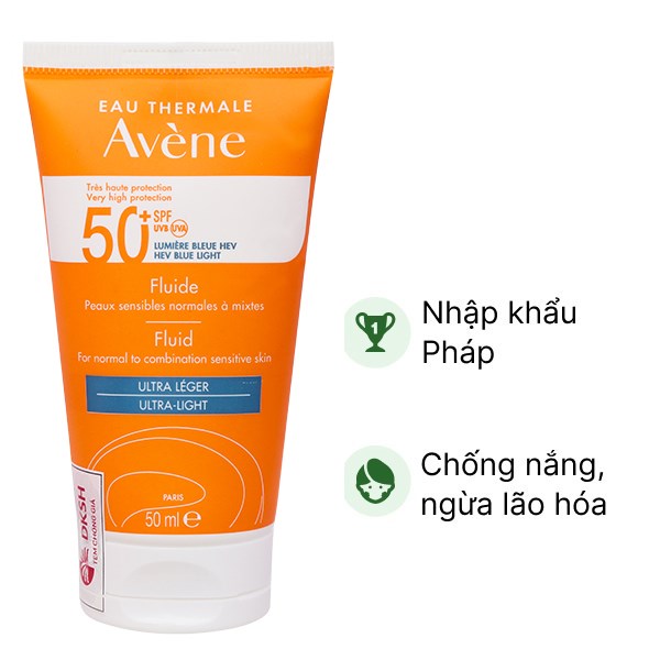 Kem chống nắng Avène Fluide SPF50  cho da thường và da hỗn hợp tuýp 50ml