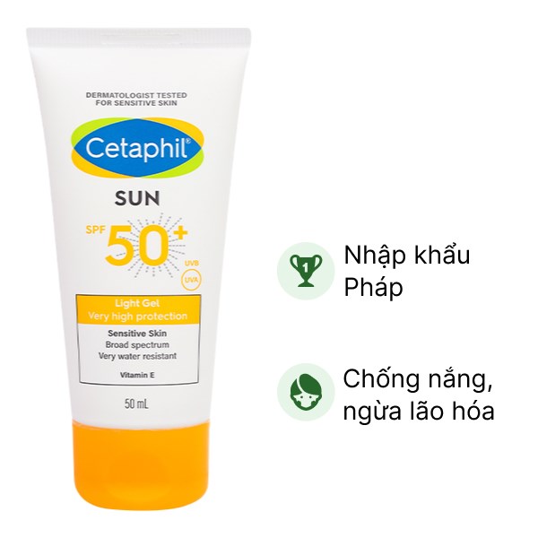 Gel chống nắng Cetaphil Sun SPF50  dành cho da nhạy cảm tuýp 50ml