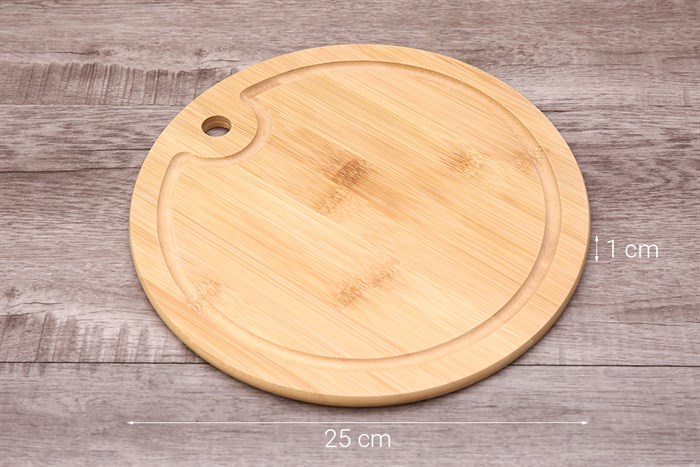 Thớt thái tre tròn 25 cm Delites SC2006-NHAT Màu Nâu nhạt