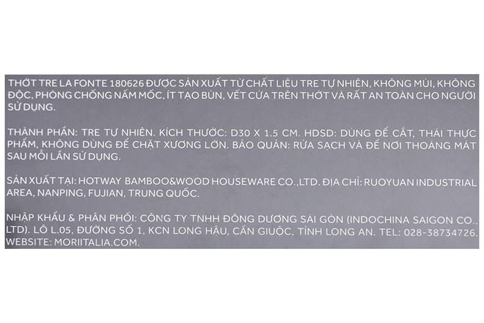 Thớt tre thái tròn 30 cm La Fonte 180626 Màu Nâu nhạt