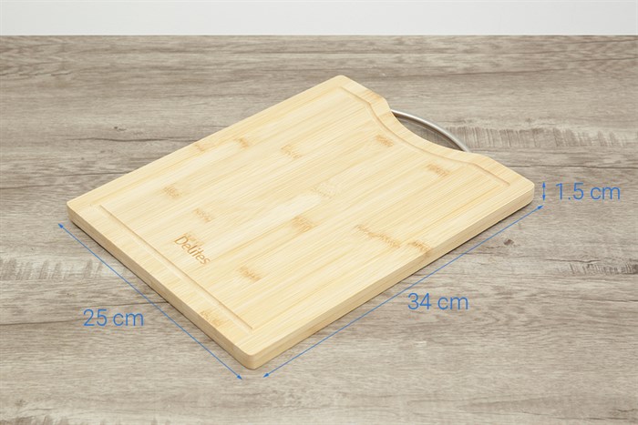 Thớt thái tre chữ nhật 34 x 25 cm Delites BG21013 Màu Nâu