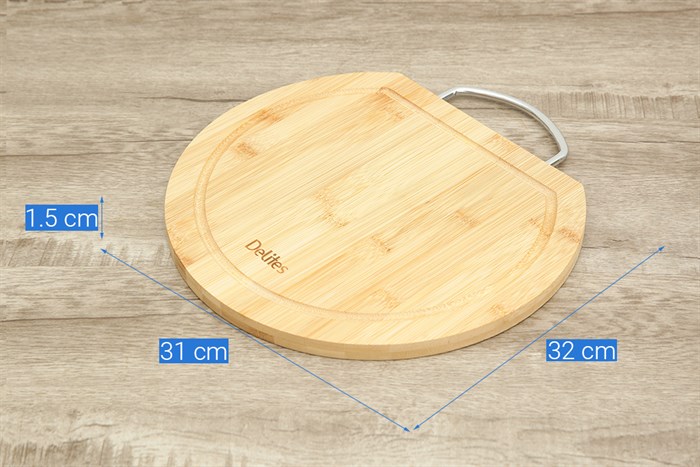 Thớt thái tre tròn 32 cm Delites BG30010 Màu Nâu