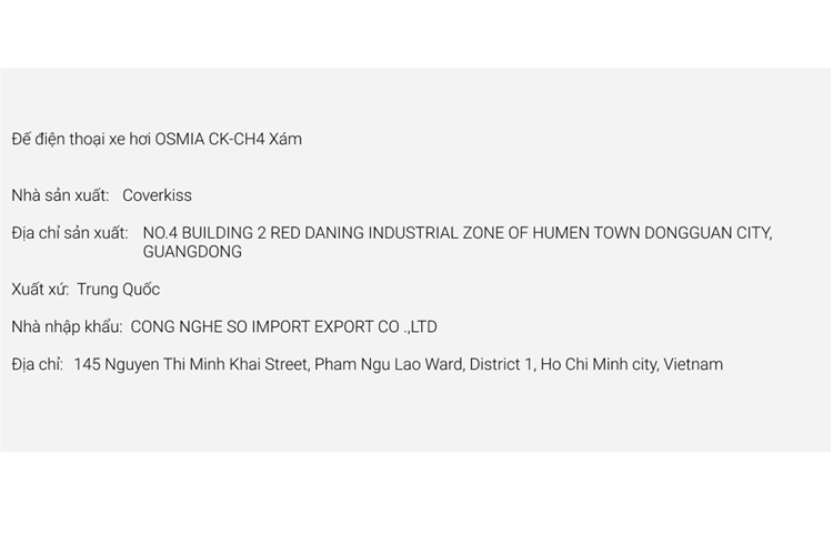 Đế điện thoại xe hơi OSMIA CK-CH4 Xám Màu Xám